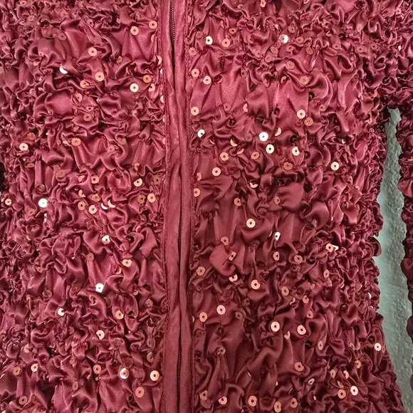 Msk Evenings Rusched Red Sparkle Sequin Stretchy Jacket Small - Picture 5 of 10